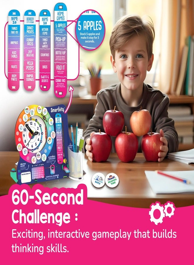 سمارتيفيتي ساعة سمارتيفيتي التفاعلية ذاتية الصنع مع منظم أدوات مكتبية للأطفال من عمر 6 إلى 12 عامًا | تتميز بتقويم لا نهائي | هدية عيد ميلاد للأولاد والبنات | لعبة تعليمية للأطفال من عمر 6 إلى 12 عامًا - Image 4